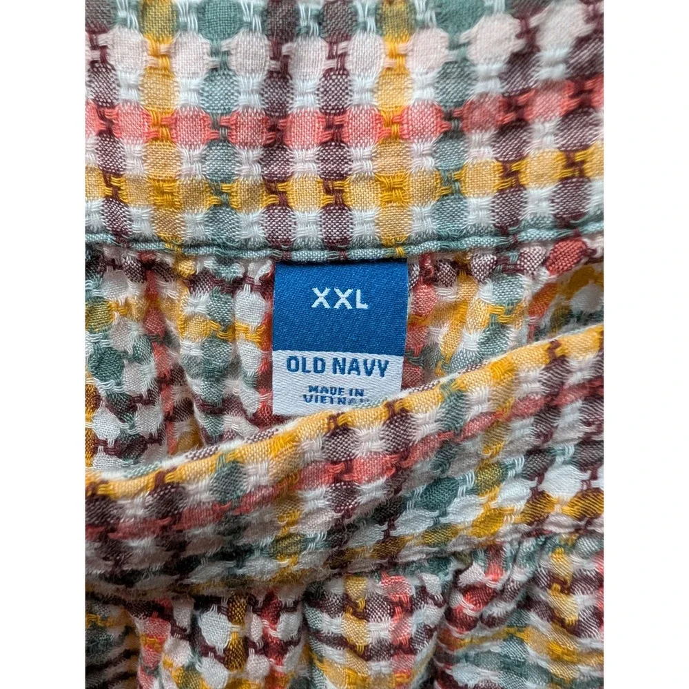 Old Navy Puff Sleeve Top Womens XXL Multicolor Excellent Square Neck Textured